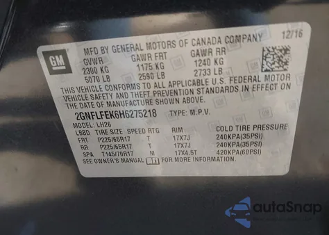 2017 Chevrolet Equinox Lt from USA, damaged, VIN 2GNFLFEK6H6275218